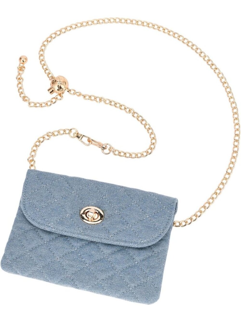 Stylish Mini Chain Belt Bag for Women | Denim Waist Purse & Checkered Crossbody